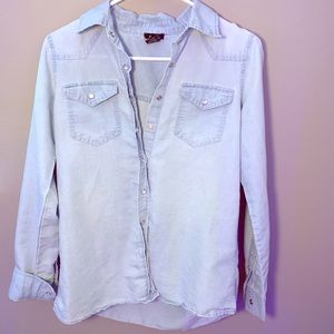 Long sleeve denim blue button down